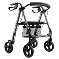 Produktbild: Weinberger Alu-Rollator Basic, faltbar, mit Sitzfläche, Leichtgewicht 6,2 Kg, Medizinprodukt Klasse 1, höhenverstellbar, Gehwagen, Gehhilfe, Reiserollator, 46501