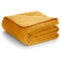 Produktbild: Restilo Tagesdecke Tagesdecke Bettüberwurf Allzweckdecke Wohndecke Samt Optik, Bettüberwurf mit Steppung gelb 240 cm x 260 cm