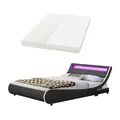Produktbild: Juskys Polsterbett Bett Valencia 180 x 200 cm schwarz mit Kaltschaummatratze Doppelbett mit LED