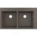 Produktbild: hansgrohe Einbauspüle 43316290 880 x 510 mm, 2 Hauptbecken, Hahnlöcher vordefiniert, steingrau