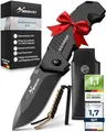 Produktbild: BERGKVIST® K10 Klappmesser (Zweihandmesser) - scharfes Taschenmesser für Outdoor & Survival mit Feuerstahl & Tasche - Mitführen in Deutschland erlaubt - Vollmetall