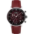 Produktbild: Zeppelin Herrenuhr Sustainable Planet Edition 80862_n - Dunkelrotes Biopolymer-Ziffernblatt mit silbernen Zahlen/Indices,rot,weiße Naht - 41mm