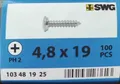 Produktbild: Nummernschildschraube 4,8 x 19, verzinkt, 100 Stück, Karton, 103 48 19 25