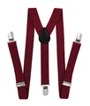 Produktbild: axy Kinder/Jungen Hosenträger-Y Form breit 2,5 cm mit 3 Starken Clips, kombinierbar mit Fliege - Uni Farben HTK25-1 (für Kinder (6 Monaten - 6 Jahre alt), Weinrot)
