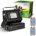 Produktbild: Z.M.C 2-in-1 Tragbare Keramik Gasheizung und Gaskocher 1,3 kW, mit LPG Anschluss + 4 Gaskartuschen, Campingkocher mit Piezozündung, Camping Heizung, Gasheizer für, Outdoor, Zelten Wohnwagen Angel