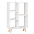 Produktbild: WOLTU Bücherregal, Raumteiler, Standregal Weiß, Aufbewahrungsregal für Wohnzimmer Schlafzimmer Büro, aus Holzwerkstoff, mit Massivholzbeinen, 60x95x30 cm, SK011ws
