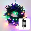 Produktbild: hellum LED Lichterkette Außen oder Innen, mit Timer, Lichterkette Lichtfarbe Bunt, strombetrieben mit 200 LED, Weihnachtsbaumbeleuchtung mit Kabel in Grün <59 lm 151237
