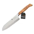 Produktbild: KÜCHENSCHARF Profi Santoku Küchenmesser 16 cm mit Olivenholzgriff - Ergonomisches Kochmesser aus 100% Edelstahl für Profi- und Hobbyköche - ideal für Fleisch, Obst & Gemüse - 100% Made in Germany