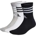Produktbild: adidas Unisex Socken, 3er Pack - 3-Streifen Cushioned Crew, Logo, Streifen, gepolstert Schwarz/Weiß/Grau 46-48