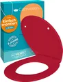 Produktbild: Calmwaters® Premium WC Sitz einfache Montage, Toilettendeckel bis 250 kg, EU, antibakterieller Duroplast, Absenkautomatik, 2 Montage Optionen, abnehmbar, Klobrille, oval, Rot