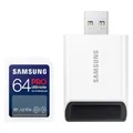Produktbild: Samsung PRO Ultimate SD-Karte, 64 GB, UHS-I U3, Full HD & 4K UHD, 200 MB/s Lesen, 130 MB/s Schreiben, Speicherkarte für Kamera, PC, Drohne oder Action-Cam, Inkl. USB-Kartenleser, MB-SY64SB/WW