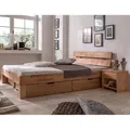 Produktbild: Futonbett Schlafzimmer Bett Kernbuche massiv Holz geölt Judith 120 x 200 cm - Dunkelrot