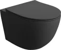 Produktbild: LAVITA Wand-WC Sinto Black | Hnge Toilette | Toilettendeckel mit Absenkautomatik & Metallscharniere | Toiletten Splrandlos Hngend | Toilettenbecken | 365x490x395 cm | Schwarz
