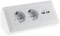 Produktbild: ChiliTec Ecksteckdose 2-Fach mit 2X USB-A 3,1A, Weiß