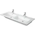 Produktbild: Duravit ME by Starck Möbel-Doppelwaschtisch, 2 Hahnlöcher, 2 Becken, mit Überlauf, 1300 mm, 23361300001, Farbe: Weiß mit Wondergliss