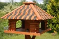 Produktbild: Vogelhaus Futterhaus Futterhäuschen Vogelvilla mit Holzschindeldach in versch. Farben und Solarbeleuchtung, wahlweise mit oder ohne Vogelhausständer V20, Farbe|Größe:Braun/Schwarz|ohne Ständer