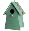 Produktbild: Holz Vogelhäuschen zum Aufhängen 20 x 14 cm - grün - Vogel Nistkasten mit Fütterungsluke - Garten Deko Vogelhaus Nist Kasten Haus für Meisen und Sperlinge