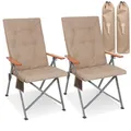 Produktbild: Homecall Campingstuhl Faltbar 150kg Belastbar Hochlehner Luxus Klappstuhl Camping Stuhl mit 3 Positionen Verstellbar mit 4,5cm Dicke Gepolstert Angelstuhl für Garten Balkon Wohnmobil (2, Khaki)