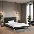 Produktbild: Homestyle4u Polsterbett 140x200 cm mit Lattenrost Doppelbett mit Rückenlehne Samt Anthrazit