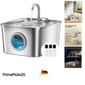 Produktbild: Katzenbrunnen Edelstahl 2,6L Wasserbrunnen mit Filter Wasserstand LED
