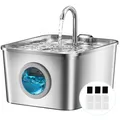 Produktbild: Katzenbrunnen Edelstahl Trinkbrunnen Katze 2,6L mit LED Filtersystem Ultra-leise
