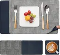 Produktbild: Myir JUN 6x Tischsets Platz-Set Leder & Untersetzer Doppelseitig (Grau Blau)