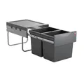 Produktbild: Hailo Abfallsammler 3641521 | Raumspar-Tandem 2x 18 Liter | ab 40cm Schrank mit Drehtür | 346 x 475 x 336 mm | Kunststoffteile dunkelgrau | Metallteile silber | einfache Montage