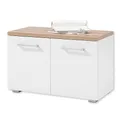 Produktbild: GOMERA Schuhbank in Weiß, Artisan Eiche Optik - Moderne Sitzbank mit Stauraum für Ihren Flur - 78 x 50 x 38 cm (B/H/T)