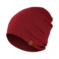 Produktbild: menique 100% Merinowolle Beanie Mütze Damen – Laufmütze Herren, Thermo Wintermütze, Weiche Atmungsaktive Merino Mütze Dünn, Leichte Funktionsmütze für Skifahren, Joggen, Radfahren, Königskirsche Rot