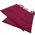 Produktbild: Stuhlkissen 40x40 cm ComfySeat - Sitzkissen mit Bändern / Schleife, 9-fache Steppung - Indoor & Outdoor, Farbe:Berry, Set:2er Set