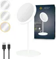 Produktbild: LED Akku Kosmetikspiegel 5-fach 3 Lichtfarben stufenlos dimmbar Touch Metallgehäuse weiß