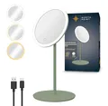 Produktbild: Northpoint LED Akku Kosmetikspiegel 5-Fach, 3 Lichtfarben (Warmweiß/Neutralweiß/Tageslichtweiß), stufenlos dimmbar Touch, Metallgehäuse (Olive)