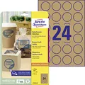 Produktbild: AVERY Zweckform L7105-25 Kraftpapier Etiketten (600 Aufkleber zum Bedrucken, Ø40mm auf A4, selbstklebend, runde Recycling Etiketten, nachhaltige Produktaufkleber) 25 Blatt, naturbraun