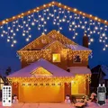 Produktbild: HeiPard Eisregen Lichterkette Außen 16m 648 LED Weihnachtsbeleuchtung Außen mit 8 Leuchtmodi 4 Helligkeit Fernbedienung Timer Wasserdicht Lichtervorhang Aussen für Fenster Balkon Haus Weihnachtsdeko