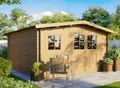 Produktbild: Gartenhaus 4x4m Holz natur 28mm ohne Fußboden Gerätehaus Blockhaus Schuppen