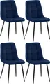 Produktbild: CLP 4er Set Esszimmerstuhl Tilde gepolstert mit Rückenlehne bis 150 kg belastbar,blau Samt