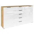 Produktbild: Rauch FLIPP Sideboard Kommode 2 Türen 5 Schubladen Weiß Artisan Eiche Dekor