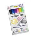 Produktbild: ONLINE Outline Pen silber mit farbigem Rand Glitzereffekt, 6er Set