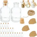 Produktbild: Dekogläser 25er Set, Glasflaschen mit Korken, 60 ml, zum Befüllen mit Deko, Gewürzgläser, transparent/natur - Relaxdays