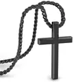 Produktbild: SERASAR Kette Herren Halskette mit Anhänger Edelstahl - 60cm Schwarz Schmuck Schachtel Geschenk für Männer Cross Necklace Men Jewelry Band Jesus Kreuz Weizen