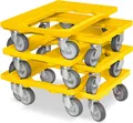 Produktbild: 6x Logistikroller/Kistenroller für Behälter 600 x 400 mm, Tragkraft 250 kg, gelb