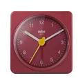 Produktbild: Braun Klassischer analoger Reisewecker, kompakte Größe, ruhiges Quarzuhrwerk, Crescendo-Alarm in Rot, Modell BC02R.