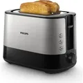 Produktbild: Philips Viva Collection Toaster, 2 Toastschlitze, Brötchenaufsatz, 8 Stufen, Schwarz (HD2637/90) - Silber