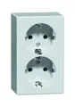 Produktbild: Peha Steckdose 2fach weiß glänzend Aufputz horizontal/vertikal IP20...