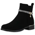 Produktbild: VAN HILL Damen Klassische Stiefeletten Blockabsatz Strass Trendy Schuhe 840507 213001 Schwarz 39