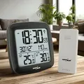 Produktbild: Funkwetterstation Wetterstation Außensensor DCF Innen- Außentemperatur Kalender - Schwarz