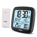 Produktbild: Green Blue GB542 Funk-Wetterstation mit Außensensor | DCF-Uhr | Innen- & Außentemperatur | Kalender & Alarm | Thermometer mit Display & Snooze | Wand- & Tischmontage