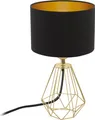 Produktbild: EGLO Tischlampe Carlton 2, 1 flammige Vintage Tischleuchte, Nachttischlampe aus Stahl und Stoff, Farbe: Gold, schwarz, Fassung: E14, inkl. Schalter