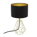 Produktbild: EGLO Nachttischlampe Carlton 2, Deko Tischlampe Vintage, Retro Lampe aus Metall und Stoff in Gold und Schwarz, E14