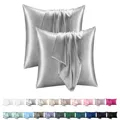 Produktbild: Satin Kissenbezug 80x80 2er Set - Vegane SeideKopfkissenbezug Resistent und H...